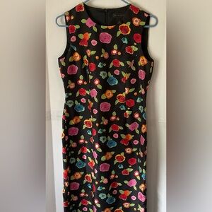 Harold's 100% silk Black floral Sleeveless Sheath Dress size 4 wedding garden